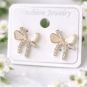 Cute Bow Crystal Stud Earrings for Girls