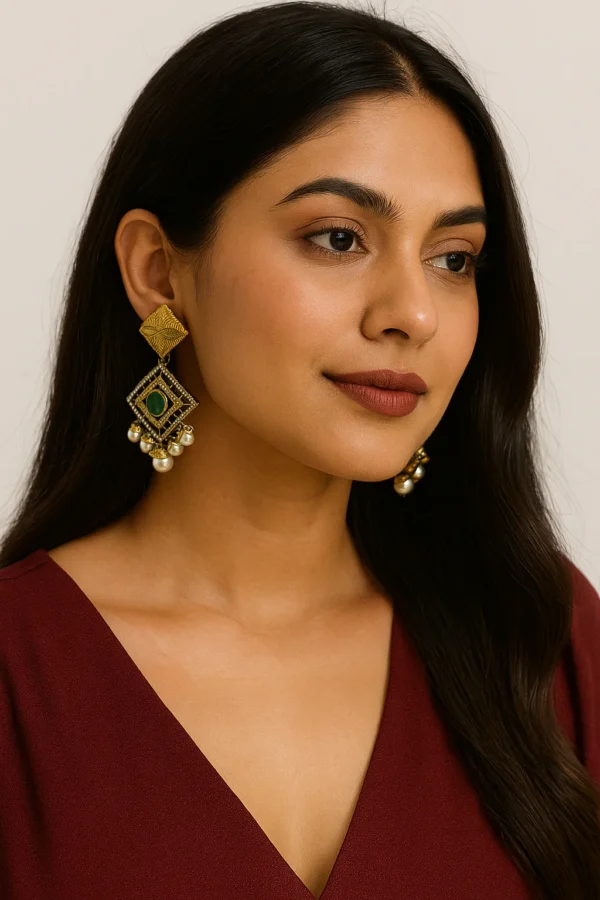 Traditional Pearl Drop Jhumka Earrings for Women