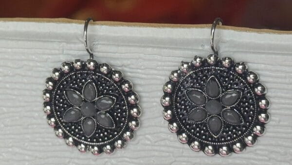 oxidised gray stone earrings