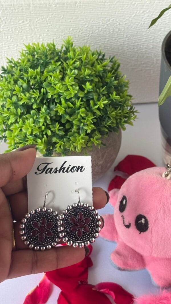 oxidised stone earrings