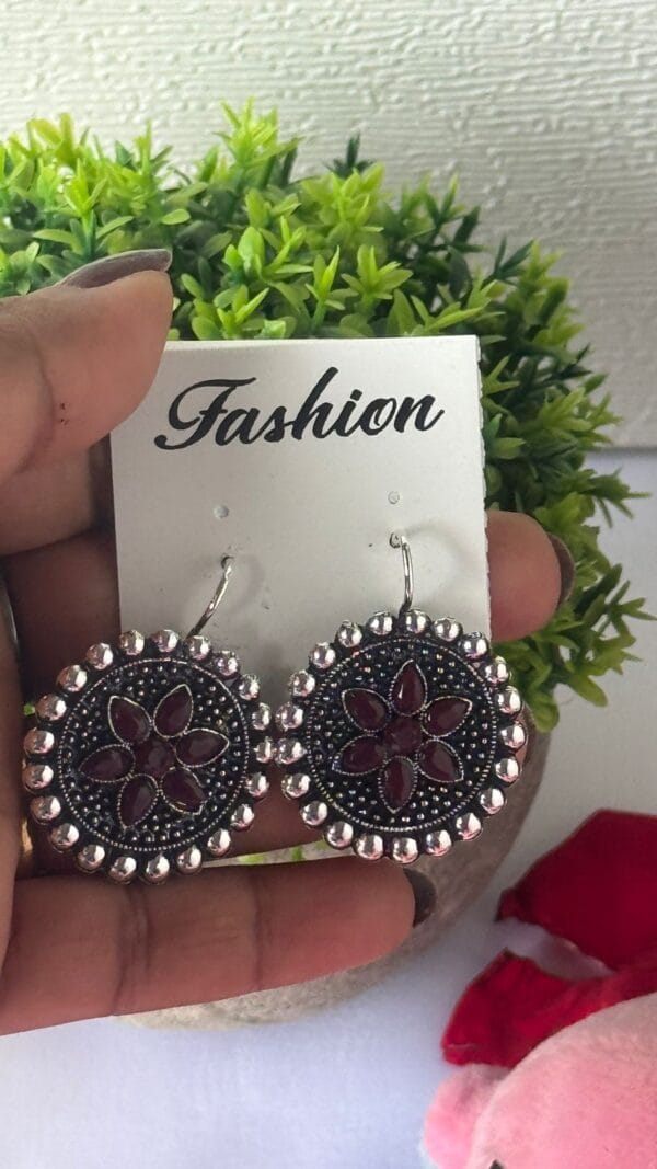 oxidised Pruple stone earrings