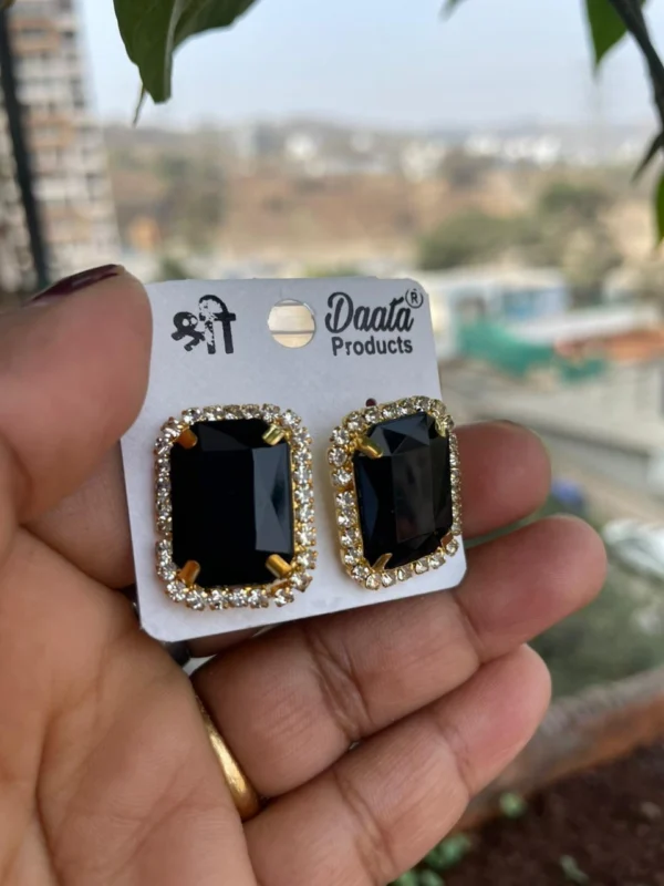 black stone stud earrings