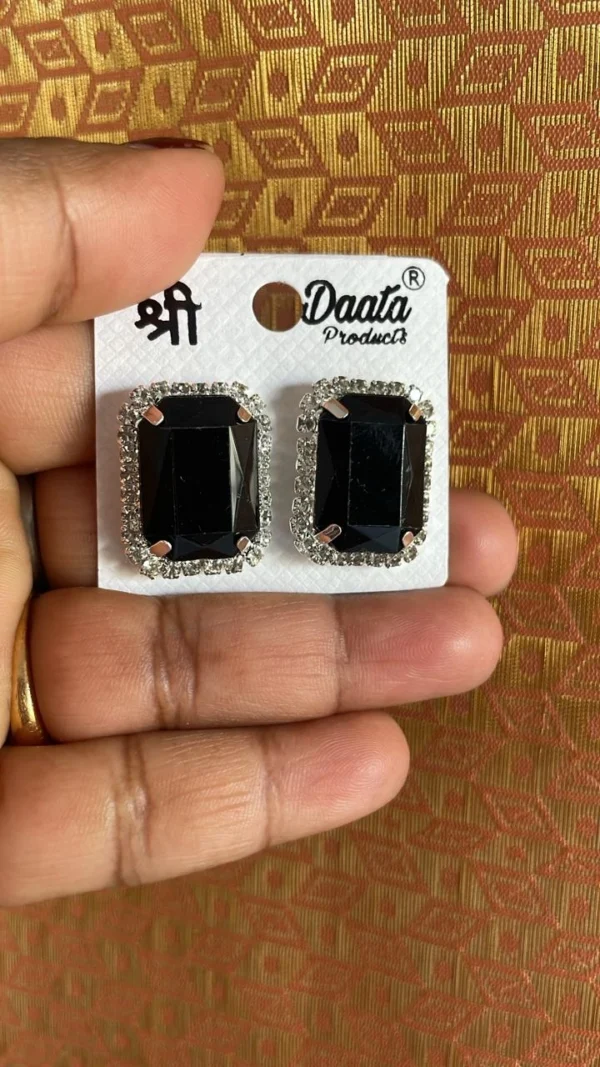 black stone stud earrings