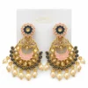 Premium Blue Pink Pearl Chandbali Earrings for Women