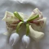 Cream floral bow hair clip for girls