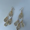 Gold and silver crystal teardrop dangle earrings