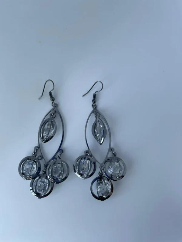 Gold and silver crystal teardrop dangle earrings