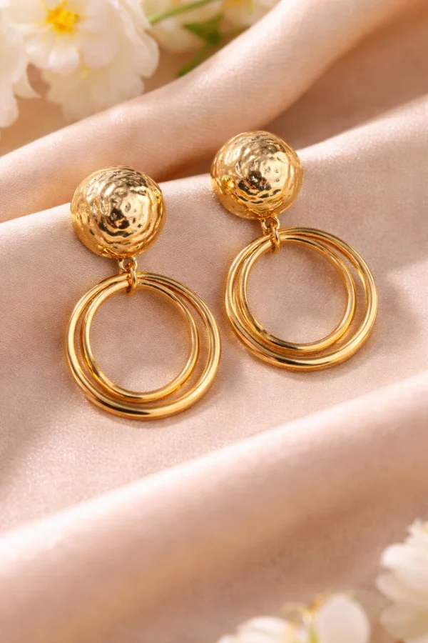 Gold double hoop drop earrings for women trendy western fashion jewelry