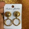 Gold double hoop drop earrings for women trendy western fashion jewelry