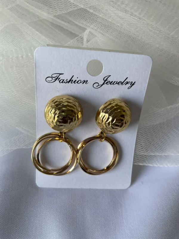 Gold double hoop drop earrings for women trendy western fashion jewelry