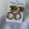 Gold double hoop drop earrings for women trendy western fashion jewelry