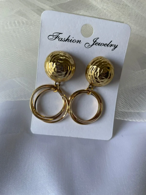 Gold double hoop drop earrings for women trendy western fashion jewelry