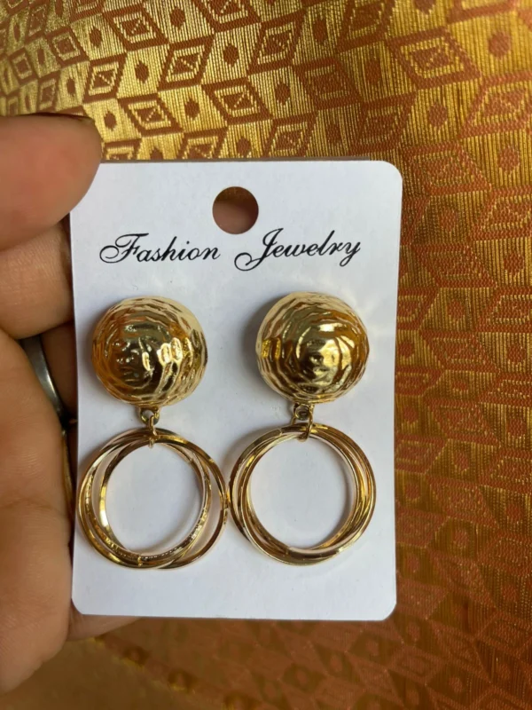Gold double hoop drop earrings for women trendy western fashion jewelry