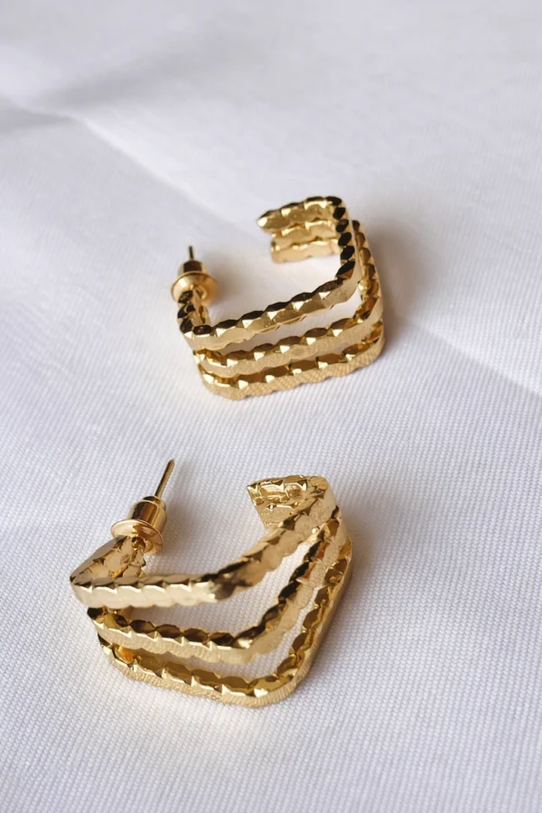 Golden Layered Half Hoop Earrings for Women Fashion Jewellery India