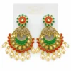 Green Red Pearl Chandbali Earrings Festive Collection