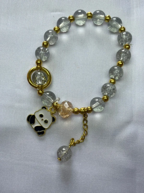 Grey panda charm bracelet for kids
