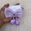 Lavender satin ribbon hair bow clip