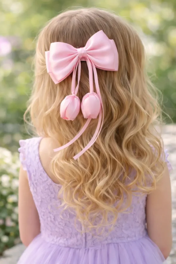 Satin Tulip Bow Hair Clip for Girls