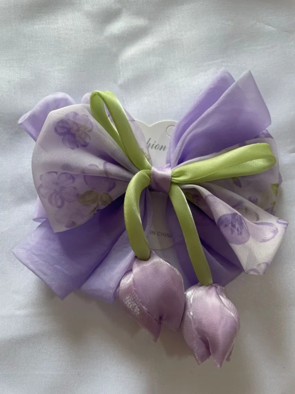 Lavender girls tulip hair bow clip