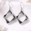 Oxidised diamond shape drop earrings for women trendy geometric jewelry