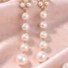 Pearl drop dangle earrings for women elegant party wear jewelry