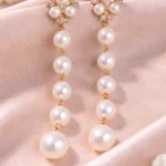 Pearl drop dangle earrings for women elegant party wear jewelry