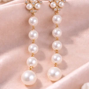 Pearl drop dangle earrings for women elegant party wear jewelry