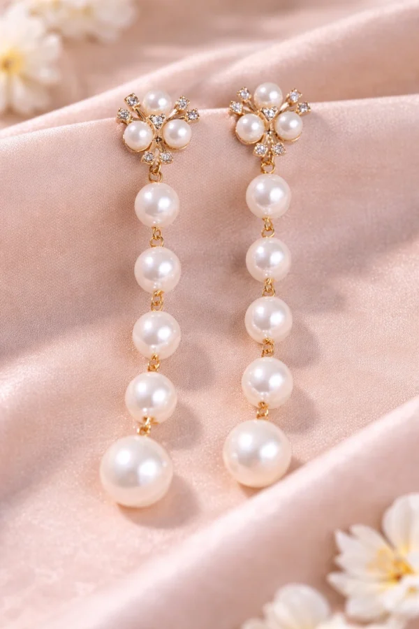 Pearl drop dangle earrings for women elegant party wear jewelry