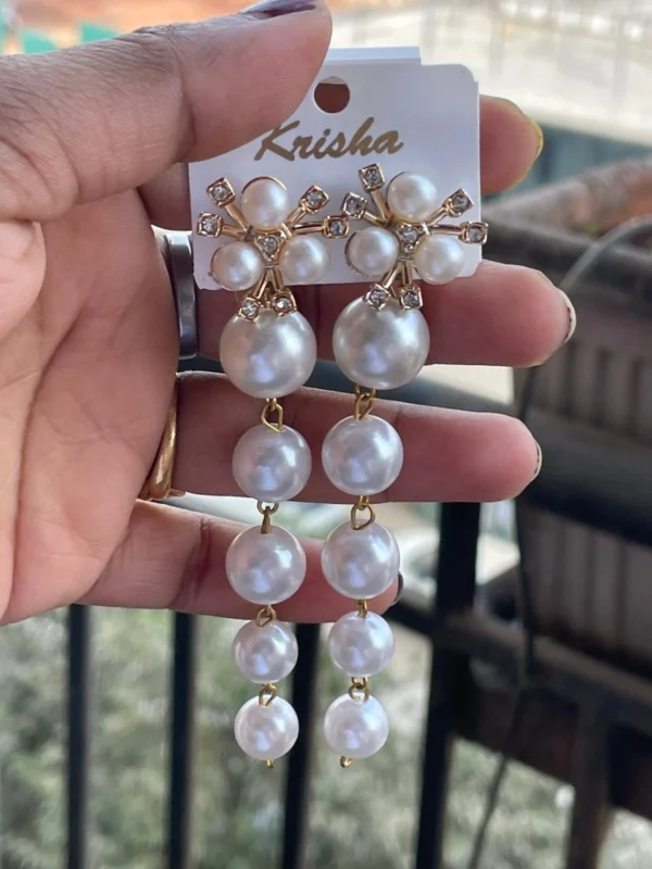 Pearl drop dangle earrings for women elegant party wear jewelry