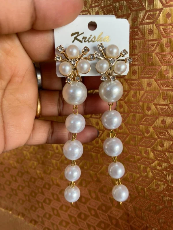 Pearl drop dangle earrings for women elegant party wear jewelry