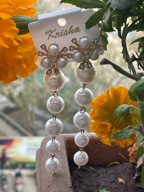 Pearl drop dangle earrings for women elegant party wear jewelry