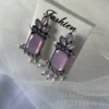 purple oxidised stone pearl drop earrings for women ethnic jewelry