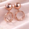 rose gold double circle earrings