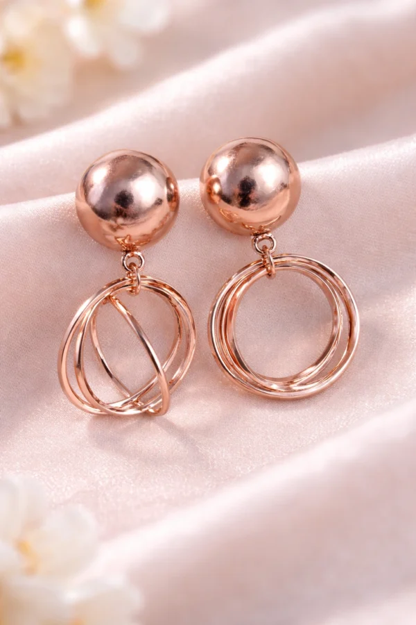 rose gold double circle earrings