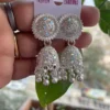 Silver oxidised mirror jhumka earrings for women party wear ethnic jewelry