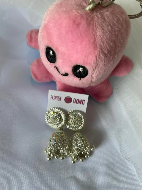 Silver oxidised mirror jhumka earrings for women party wear ethnic jewelry