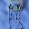 Stainless Steel Butterfly Two Drop Earrings for Women Silver Chain Design