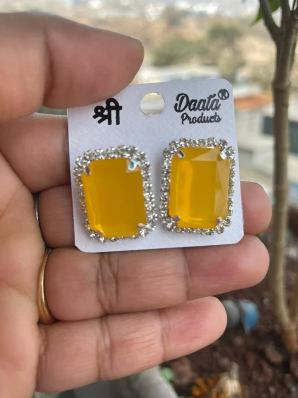 yellow stone stud earrings