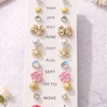 12 pair stud earrings set for women and girls