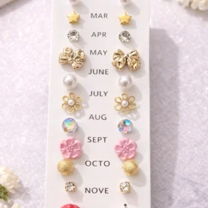 12 pair stud earrings set for women and girls