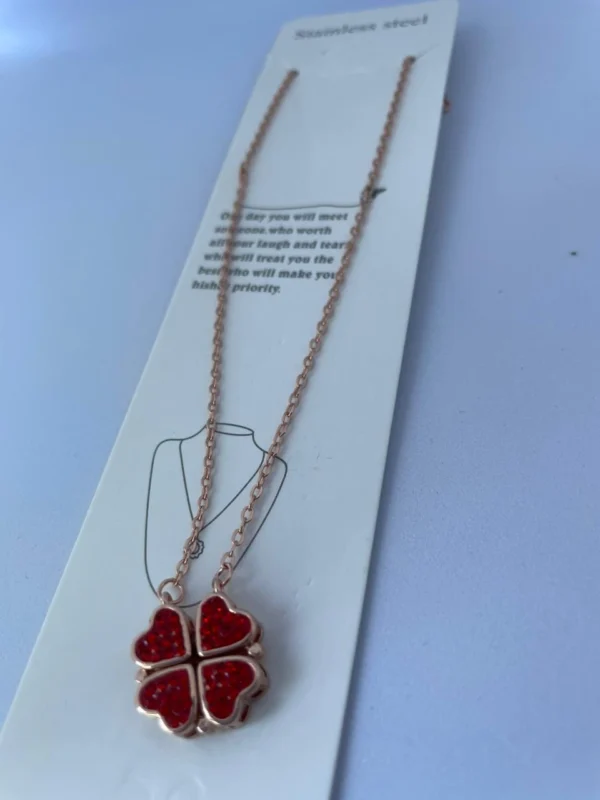 2 in 1 heart clover pendant necklace for women