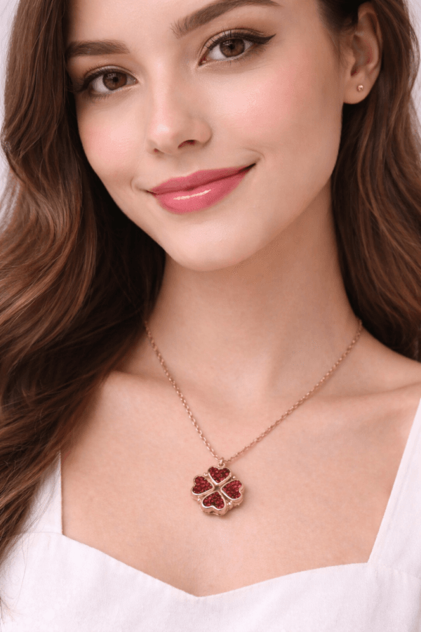 2 in 1 Heart Clover Pendant Necklace for Women & Girls