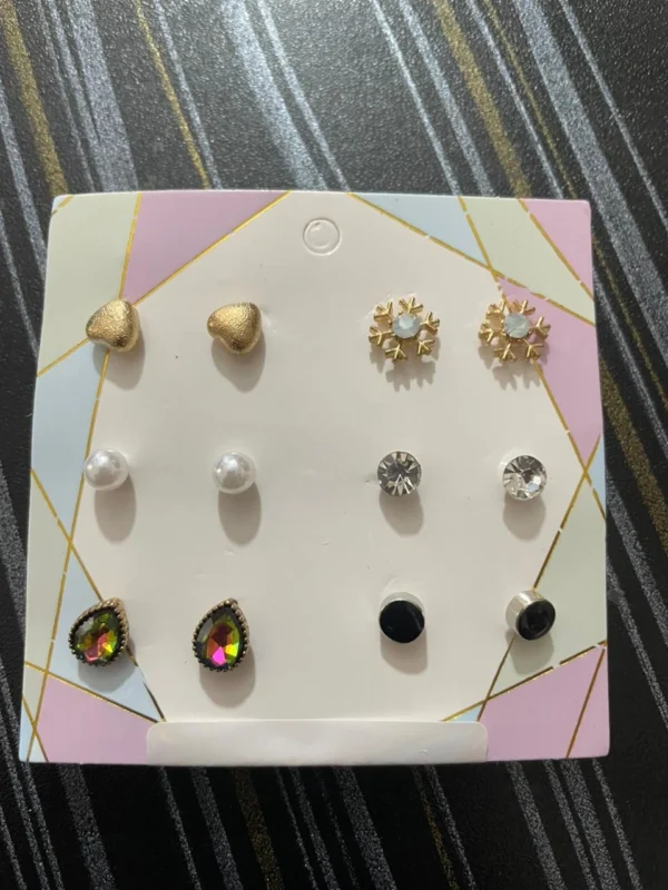 6 pair stud earrings set for women and girls