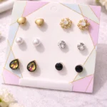 6 pair stud earrings set for women and girls