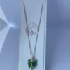 Green butterfly pendant necklace for women and girls