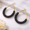 Black beaded hoop earrings for women and girls