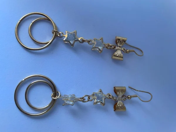 Bow star drop earrings for women and girls