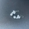 Crystal bow pearl drop earrings for women