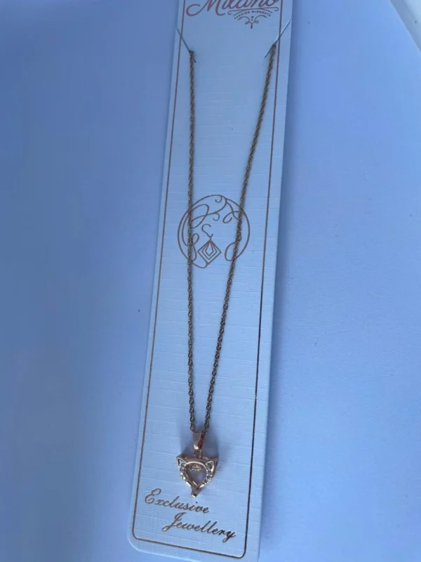 Crystal cat face pendant necklace for women and girls