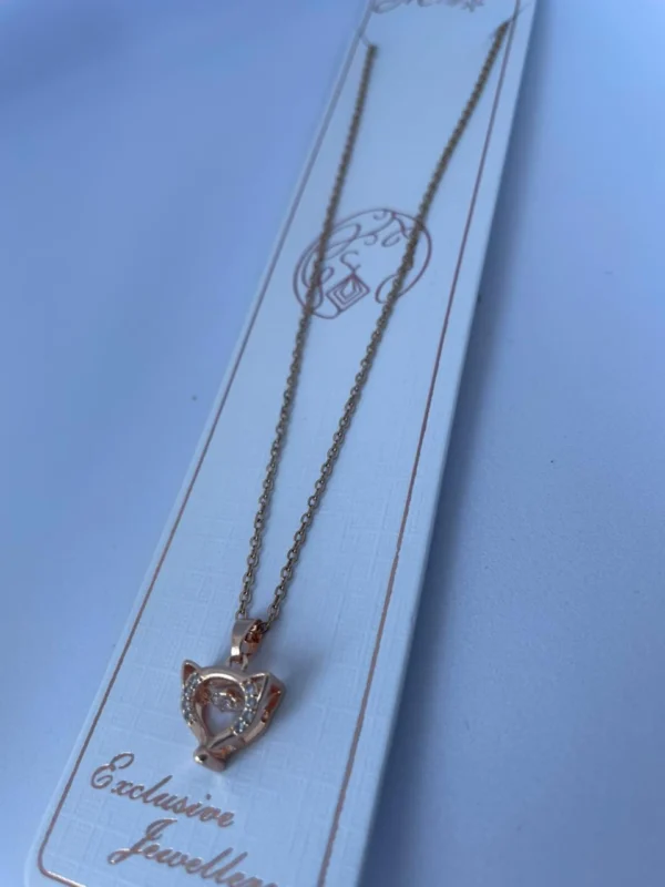 Crystal cat face pendant necklace for women and girls